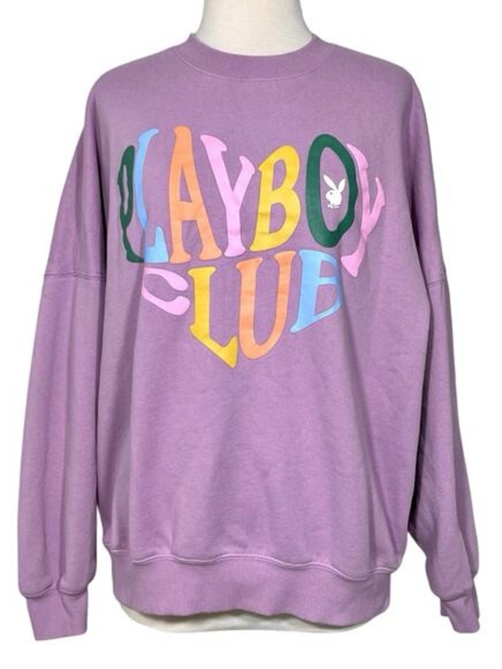 Playboy PacSun Purple Oversized Crewneck Sweatshirt Playboy Club Heart Graphic M